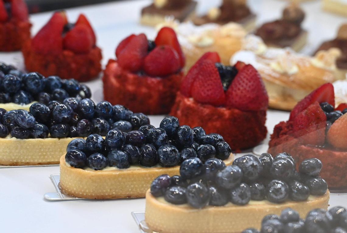 Fresh fruit featured on tortes and pastries at Yava Bakery and Cafe, Abdallah Qawadri’s latest business venture located at Palm and Nees avenues. Photographed Monday, Oct. 3, 2022 in Fresno.
