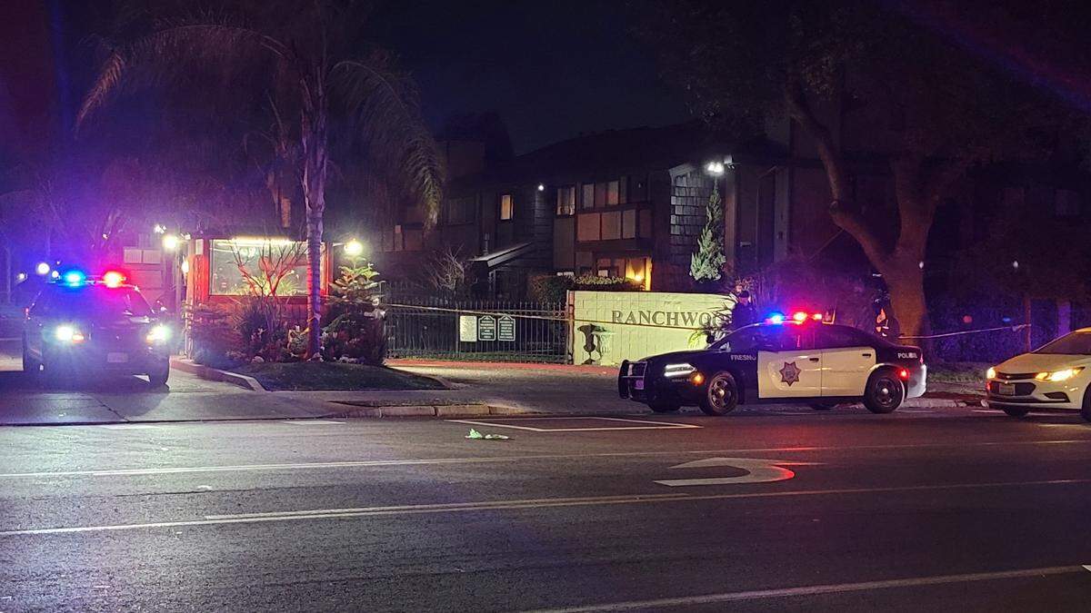 Fresno Police investigating a shooting at the Ranchwood Condominiums on Monday, Feb. 14, 2022.