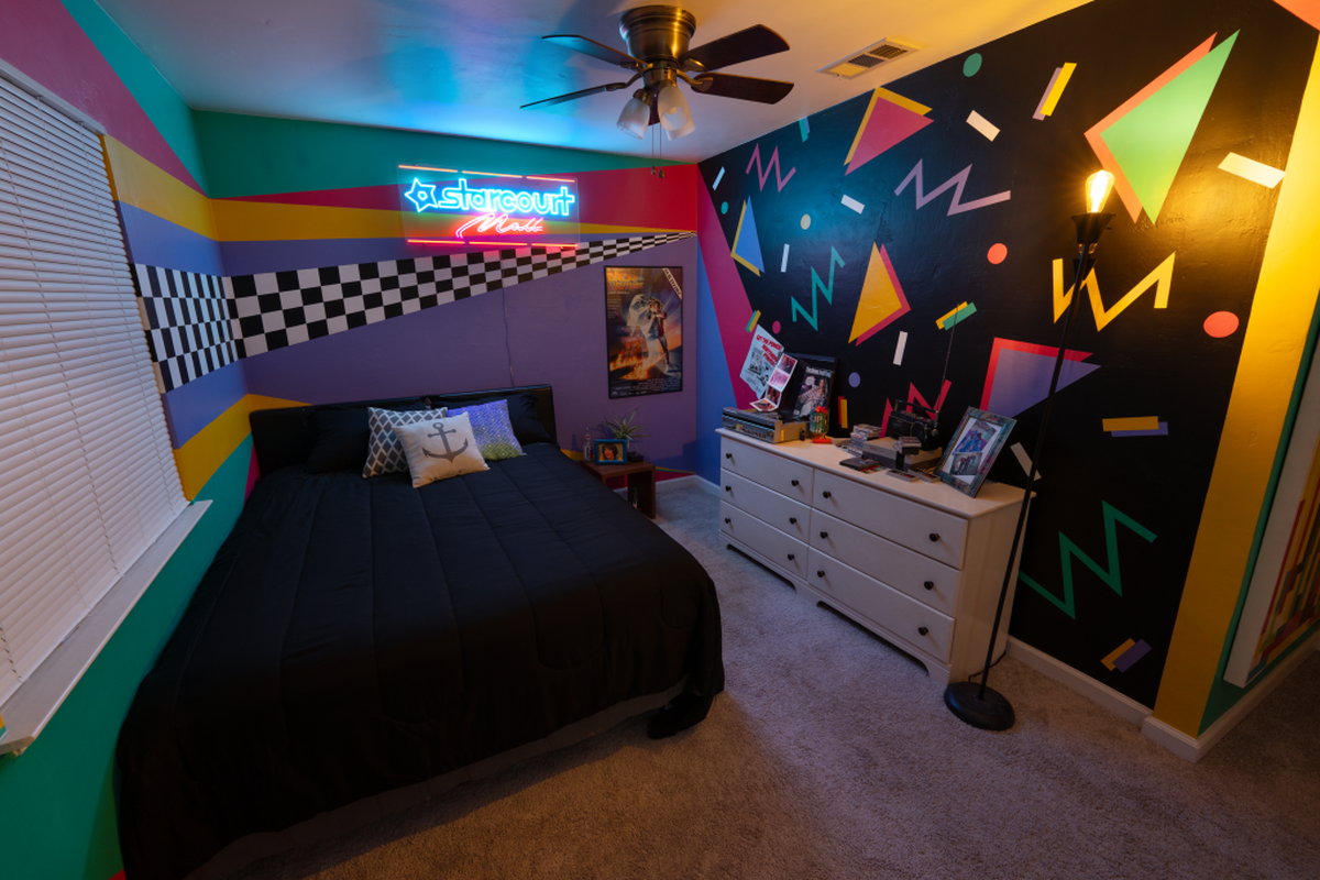 One of the bedrooms in a “Stranger Things”-themed house in Clovis.