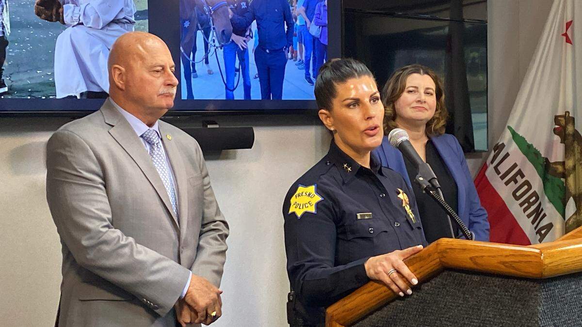 Interim Police Chief Mindy Casto discusses the 2024 crime statistics in Fresno on Monday, Jan. 6, 2024.