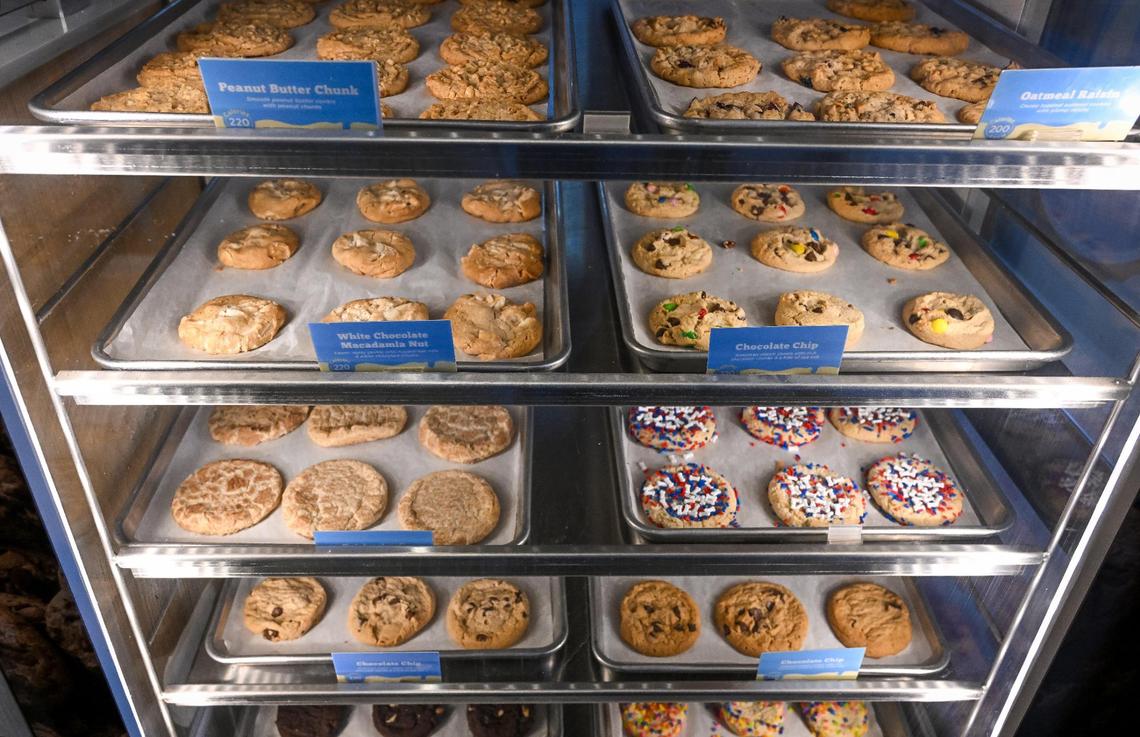 Cookies are displayed at the CREAM ice cream shop in the Bulldog Plaza shopping center near Fresno State.