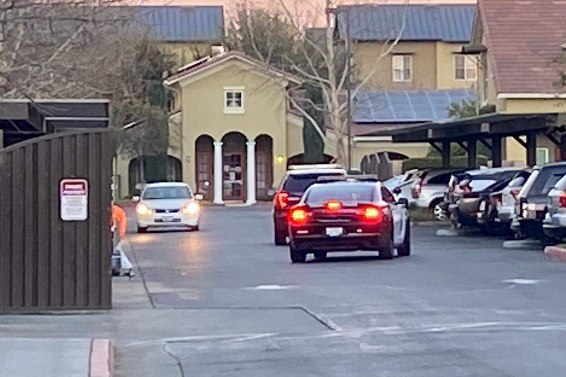 Fresno police investigate in the area of Clinton Avenue west of Fresno Street after a stabbing on Tuesday, March 1, 2022.