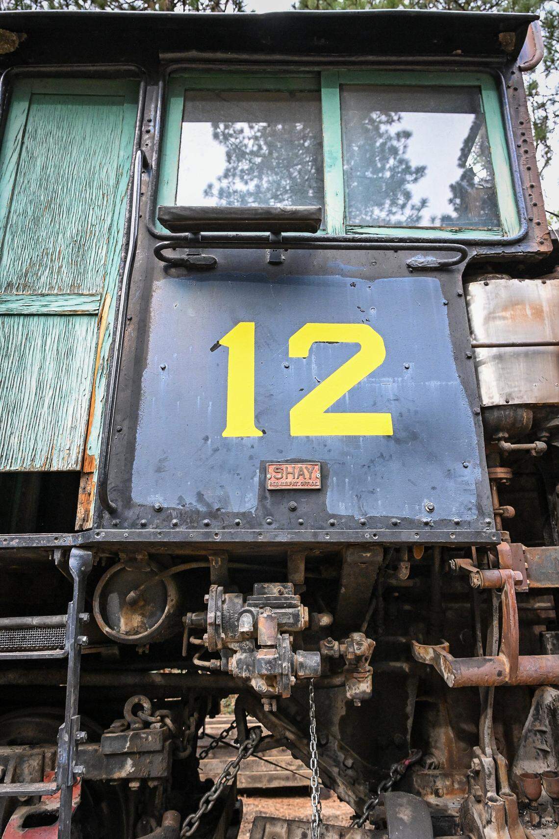 Shay #12 engine, which turns 100-years-old this year, arrives at the Yosemite Mountain Sugar Pine Railroad in Fish Camp on Monday, February. 9, 2026. It joins the railroad's two other engines, #10 and #15.