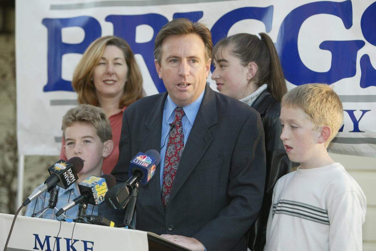 Mike Briggs is shown in 2003 with his family after formally announcing his candidacy for California State Assembly District 29.