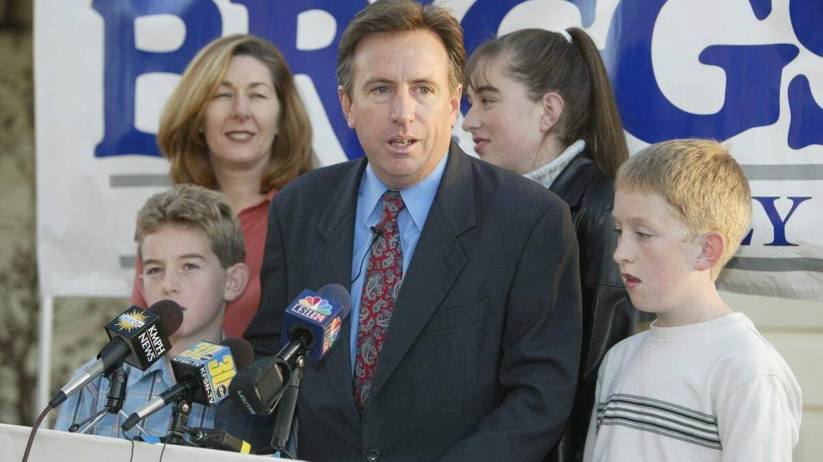 Mike Briggs is shown in 2003 with his family after formally announcing his candidacy for California State Assembly District 29.