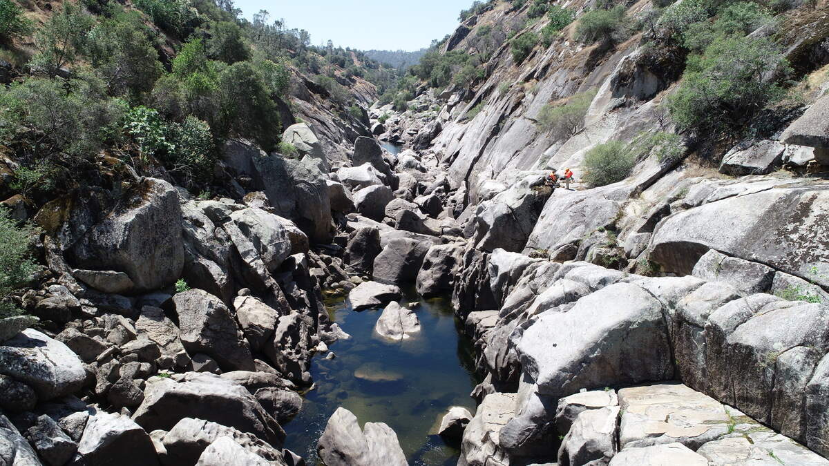 Fresno County Sheriff's Office search-and-rescue personnel search for a missing hiker on Monday, May 14, 2018 in the San Joaquin River Gorge near the foothills communities of Prather and Auberry, California.