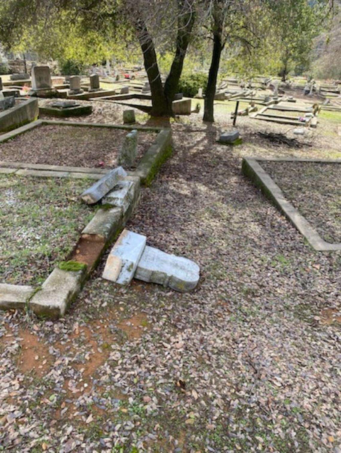 Vandalism of grave sites at a Mariposa County burial ground was discovered Sunday.