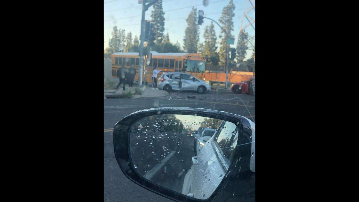 A Fresno school bus was involved in a crash Wednesday, Nov. 2, 2022.