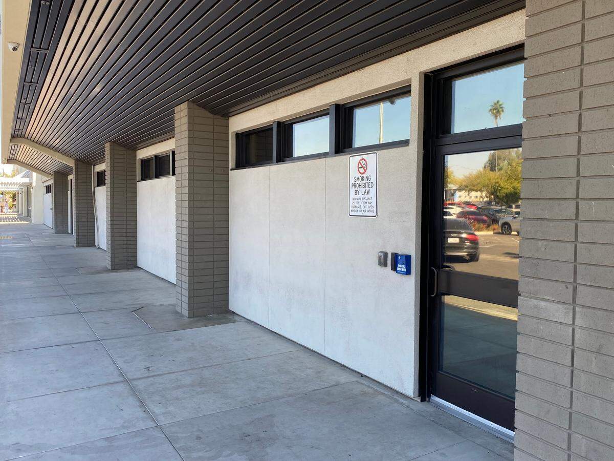 The outside entry to the DMV call center in the Manchester Mall in Fresno on Tuesday, Oct. 17, 2023.