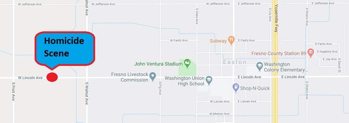 The Fresno County Sheriff’s Office was investigating a homicide in Easton on Tuesday, Aug. 11, 2020.