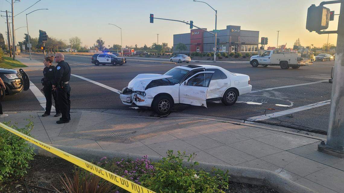 A Fresno Police K-9 unit vehicle was struck by a suspected DUI driver Friday evening in the area west of Highway 99 in Fresno.