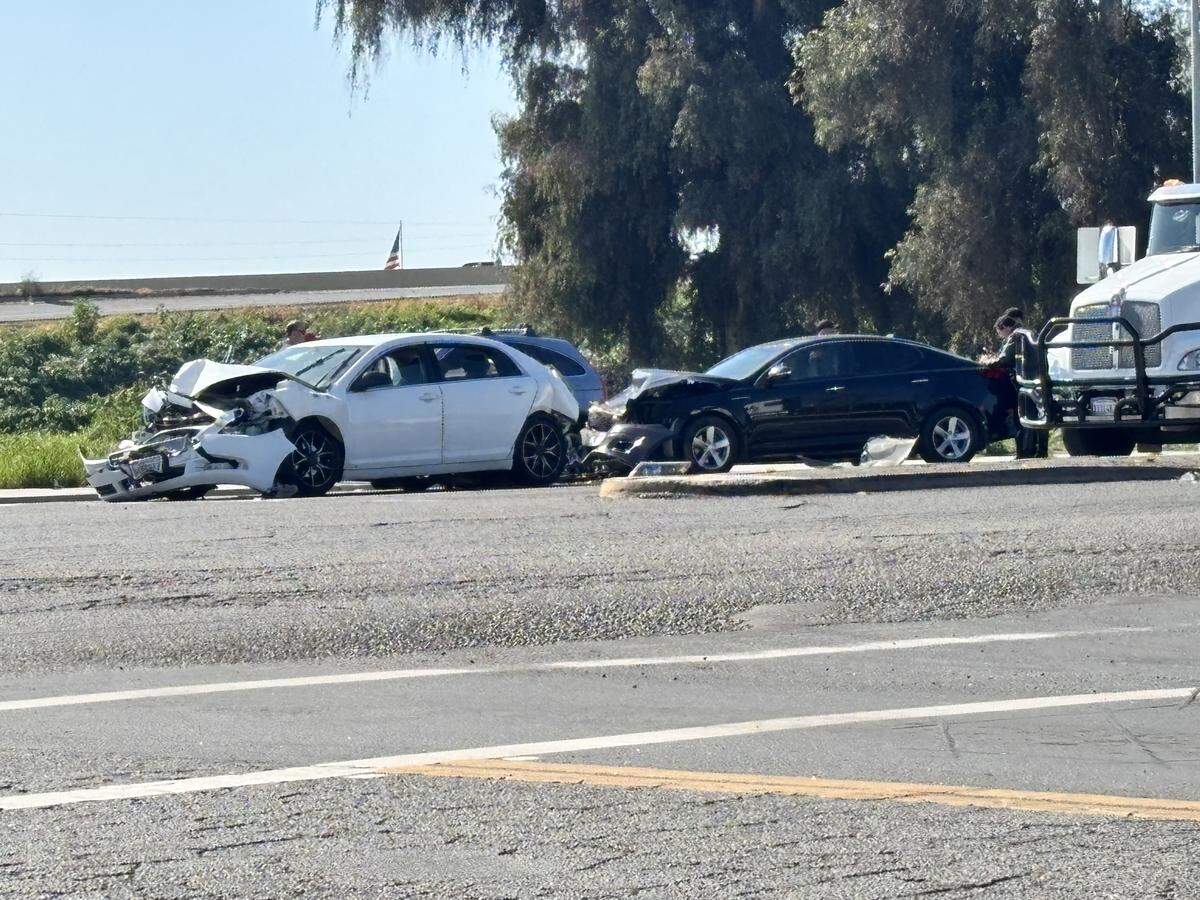 Three vehicles were involved in a crash that sent three people, including a child to a Fresno, California hospital on Thursday, Feb. 12, 2026.