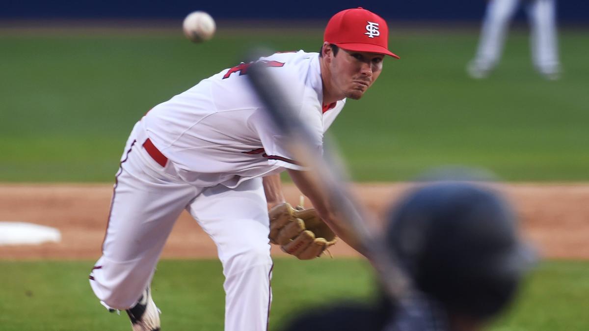 Fresno State starter McCarthy Tatum pitches to San Francisco’s Tyler Villaroman Tuesday, March 12, 2019 at Beiden Field. Tatum was the starter again Wednesday night, March 27 at Cal State Bakersfield and had four RBIs in the Bulldogs’ 9-3 win.