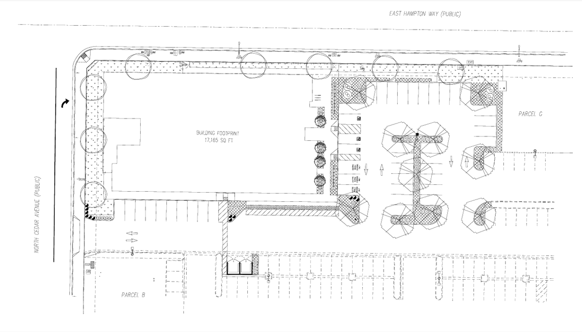 A site plan presented to the city of Fresno Planning Commission shows how a property in the Granite Park area will be developed for the construction of a planned senior care center.