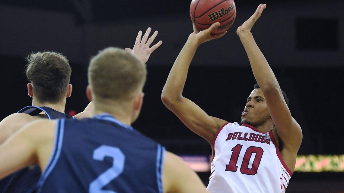 Fresno State forward Orlando Robinson, in a file photo, scored 17 points and had nine rebounds, but the Bulldogs lost 55-50 at Utah Tuesday, Dec. 21, 2021. The Bulldogs are 9-3, all three losses coming in road games.