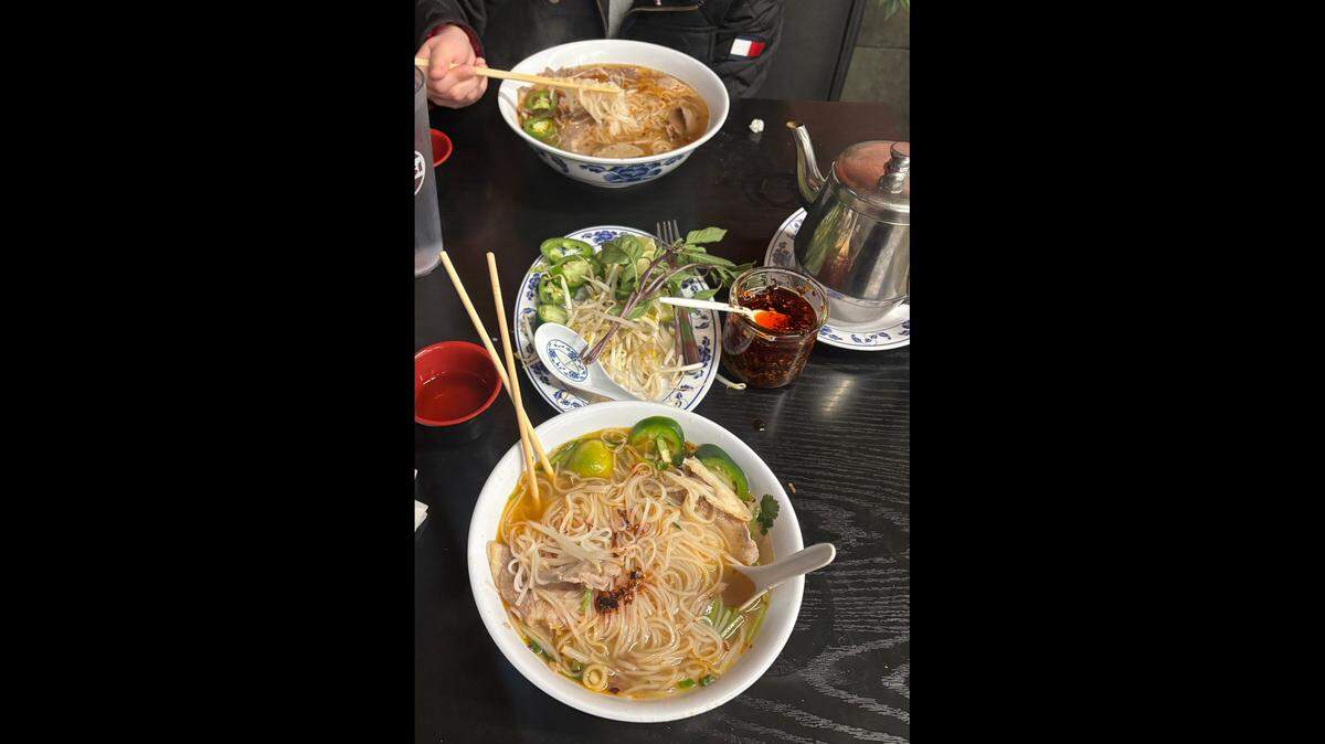 A small and large bowl of beef pho at Pho 75 in Fresno on Saturday Jan. 3, 2026.