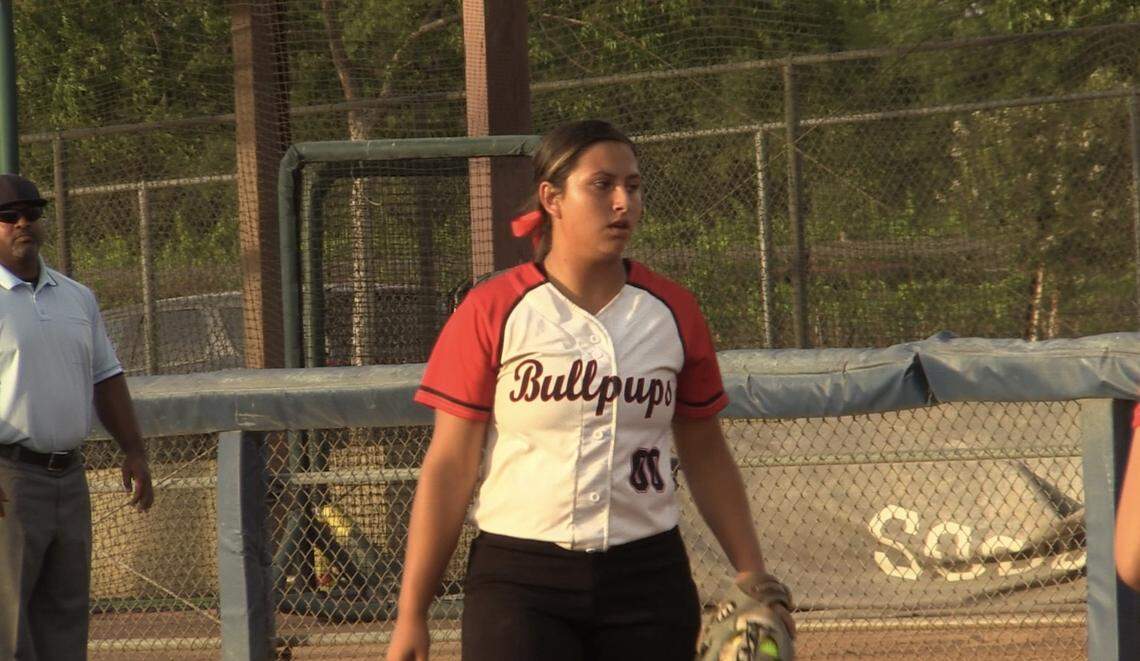 Hanford High pitcher Lillianna Garcia during the Central Section Division II championship game against Bullard on Friday, May 27, 2022.