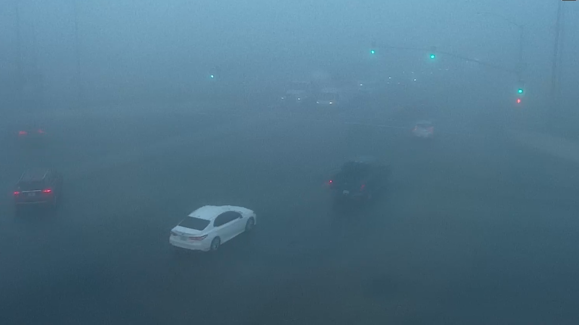 Thick tule fog cuts visibility for morning commute in Fresno, Central Valley