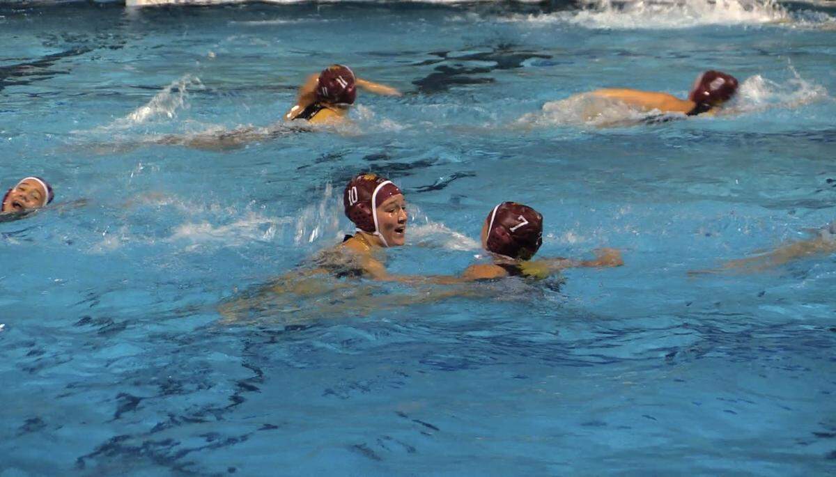 Juliana Thiele talks to teammate Anna Brockman in Sierra’s sudden death victory over Liberty-Bakersfield on Saturday, Nov. 11, 2023.