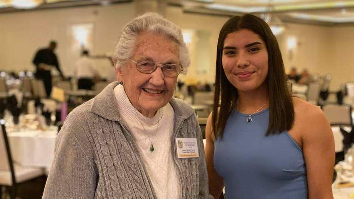 Jeanne Contel, left, is pictured at the Fresno High Wall of Champions Banquet.