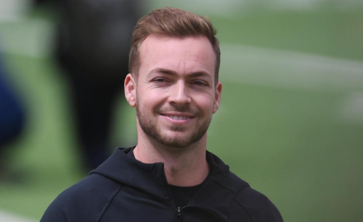 Former Bulldog quarterback Jake Haener smiles as players from Fresno State’s football program participate in Pro Day for NFL scouts at Valley Children’s Hospital Stadium Thursday, March 30, 2023 in Fresno.