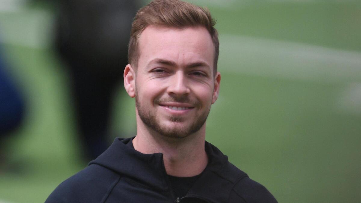 Former Bulldog quarterback Jake Haener smiles as players from Fresno State’s football program participate in Pro Day for NFL scouts at Valley Children’s Hospital Stadium Thursday, March 30, 2023 in Fresno.