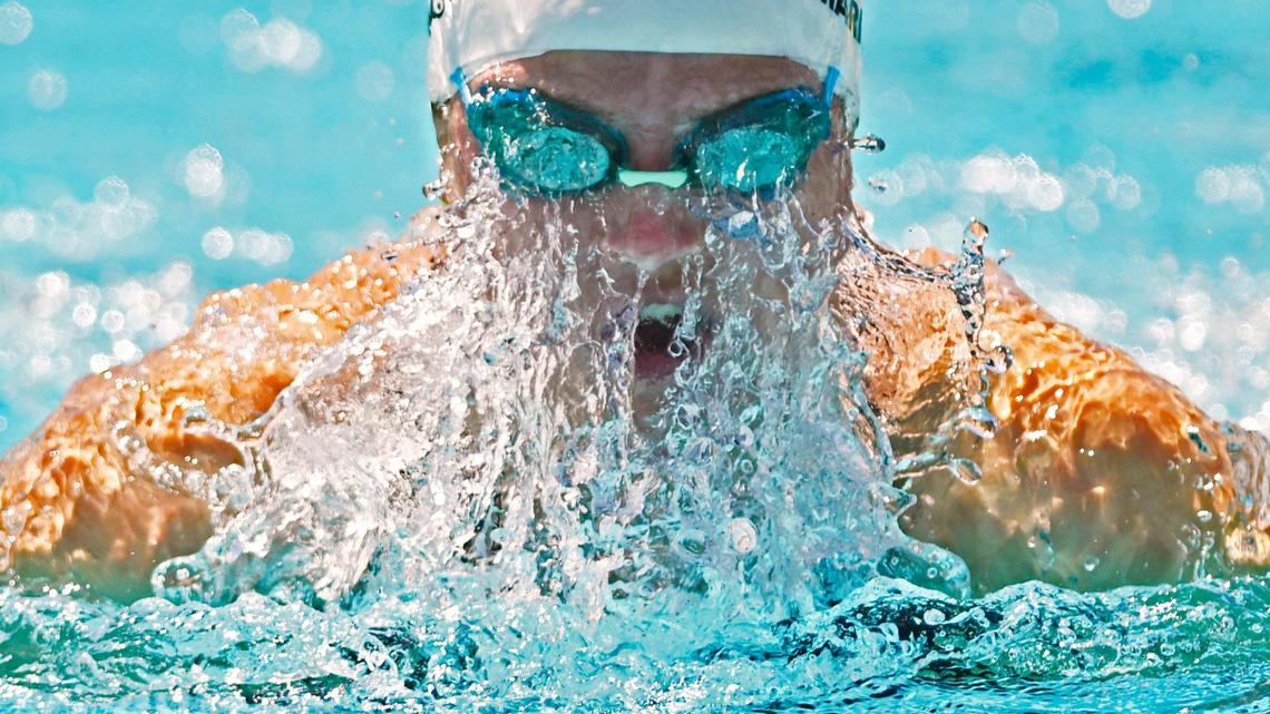 Clovis West’s Hannah Marinovich swims in the 100 breaststroke at the 2023 CIF swimming and diving state championships on Saturday, May 13, 2023 in Fresno.