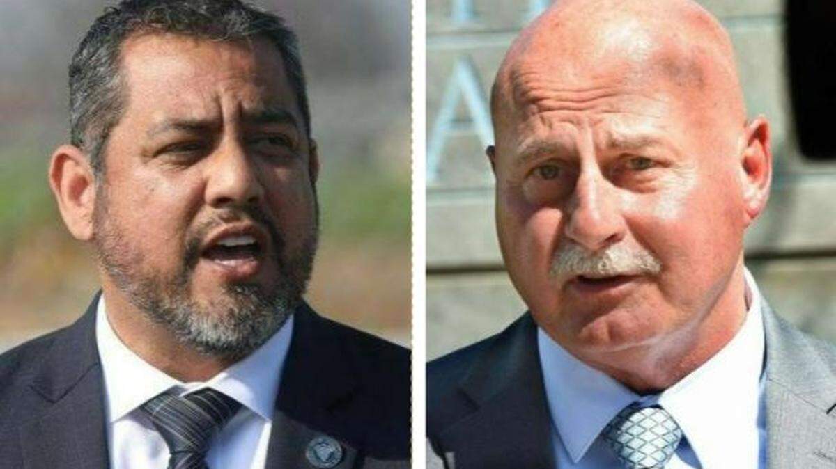 Fresno Mayor Jerry Dyer, right, and Councilman Miguel Arias, left, are shown.