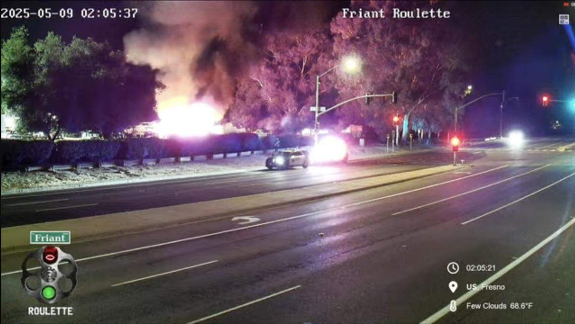 YouTube channel Fresno Friant Roulette captures the fatal crash on Friday, May 9, 2025.