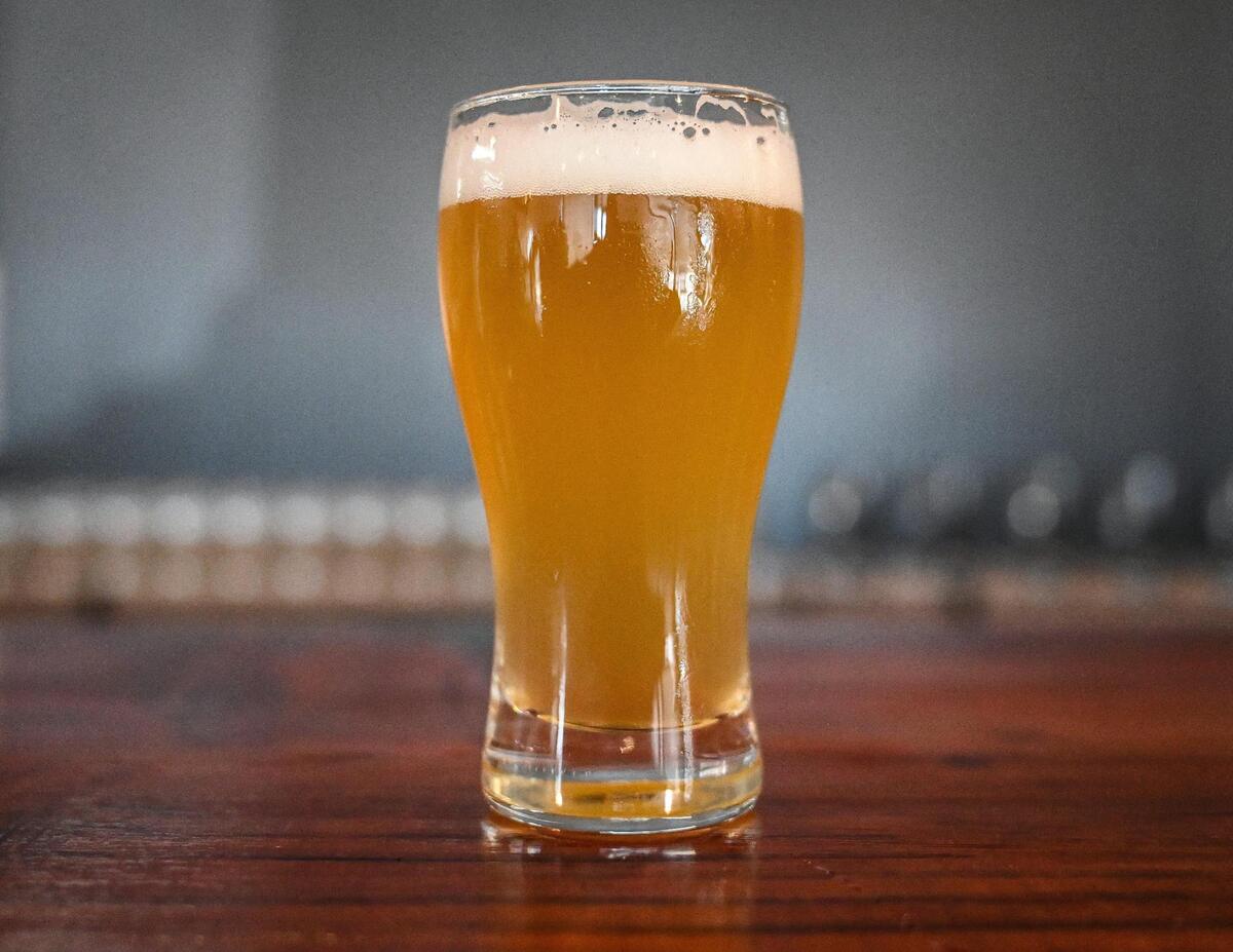 A Nordic Fog hazy IPA, one of about eight beers on tap from Two Ravens Brewery & Taproom.