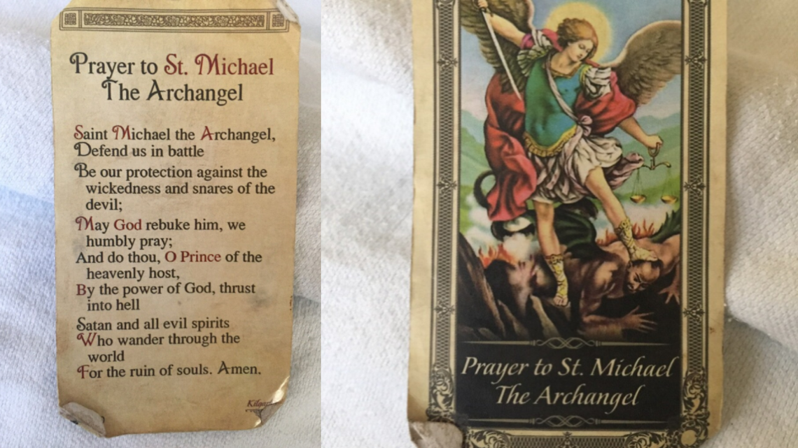 Fresno County Sheriff’s Deputy John Erickson carries a prayer card with him each day, including July 2, when he was allegedly shot by a man in Tollhouse, CA.