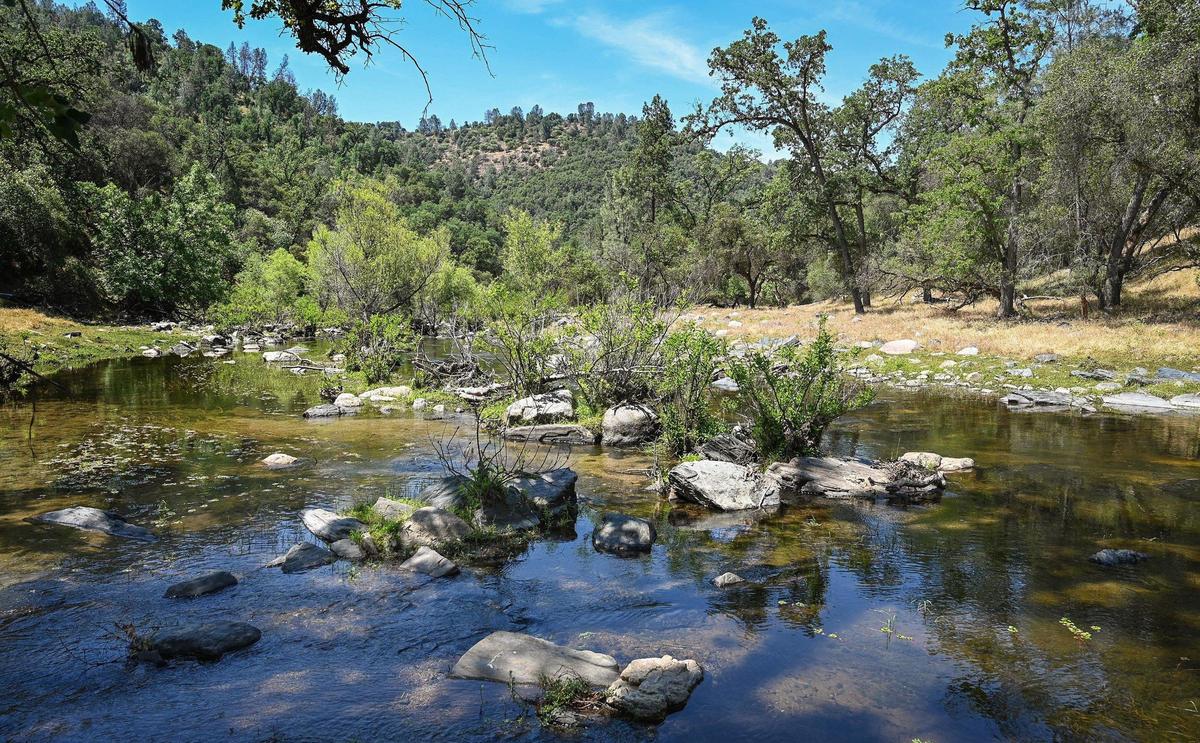 The Fresno River flows downstream on the Wright Ranch off Road 600 in Madera County on Wednesday, May 27, 2022. The Wright Ranch was recently acquired as a conservation easement by the Sierra Foothill Conservancy.