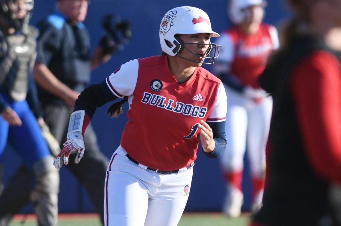Fresno State’s Keahilele Mattson slams a home run against the Nevada Wolfpack in the first inning of the first game of a 3-game series Friday, April 21, 2023 in Fresno.