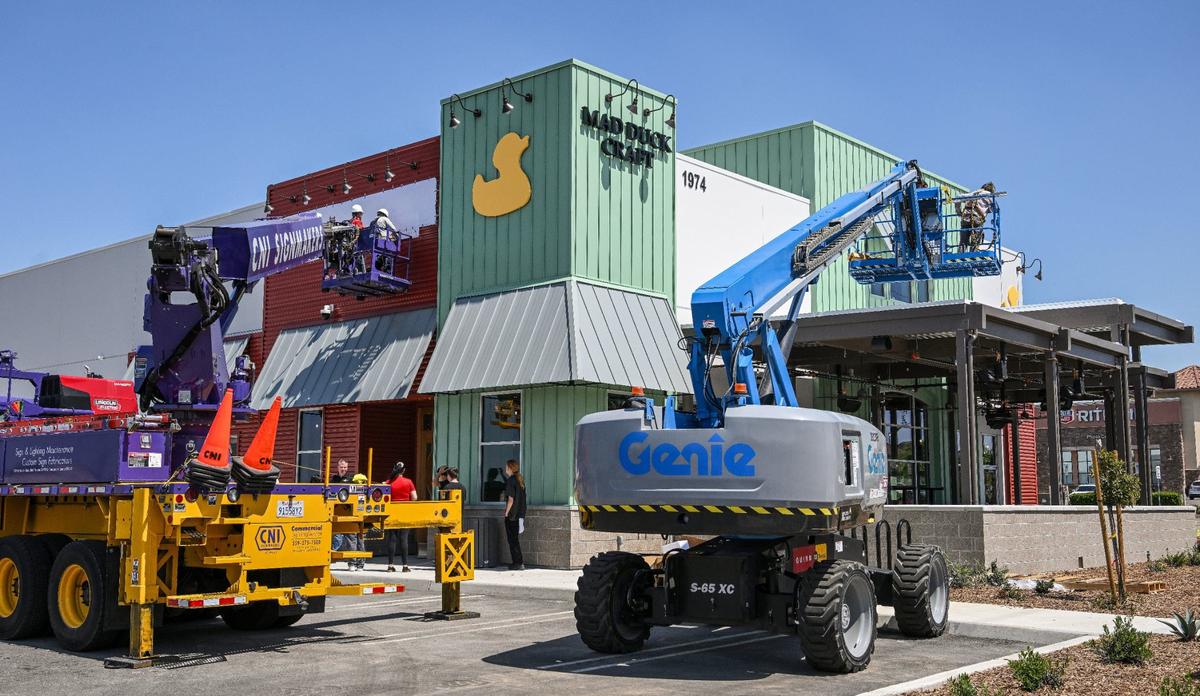 Mad Duck Craft Brewing Co. nears completion after being built from the ground up at Copper and Maple avenues in north Fresno on Friday, April 12. This is the fourth location for the Fresno restaurant and brewery.
