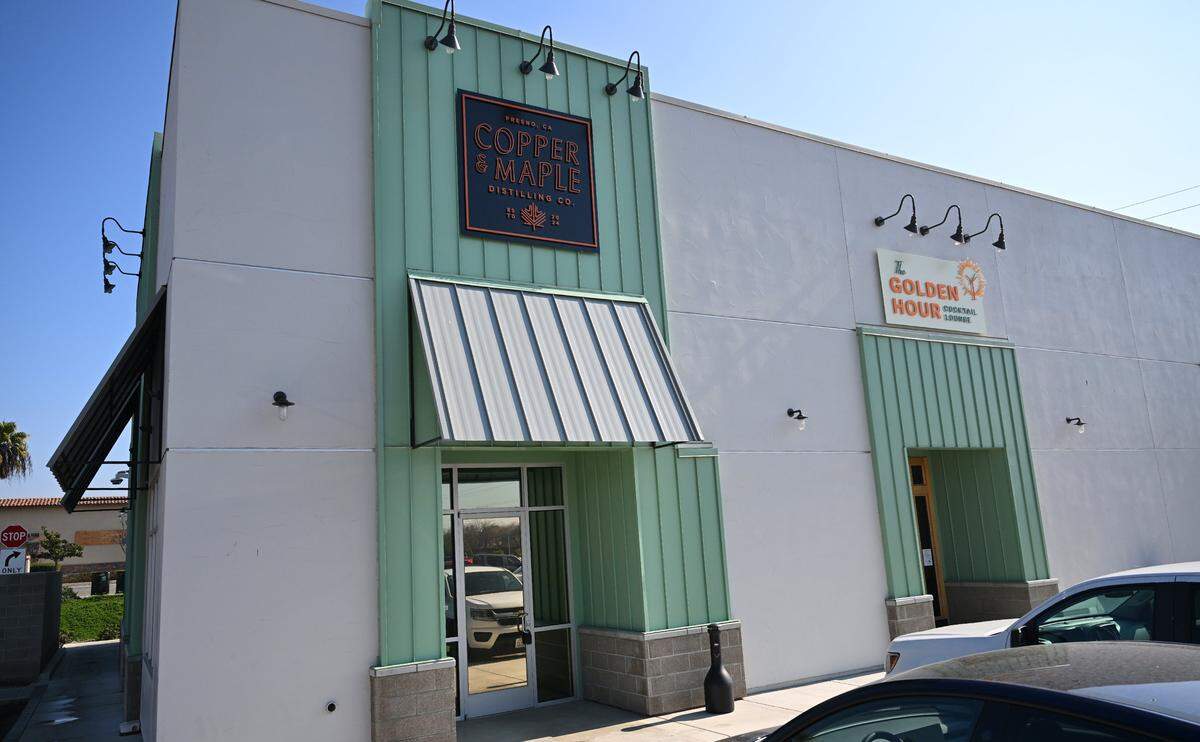 Maple & Copper Distilling Co. left, adjacent to The Golden Hour Cocktail Lounge, right, photographed Wednesday, Feb. 4, 2026 in Fresno.