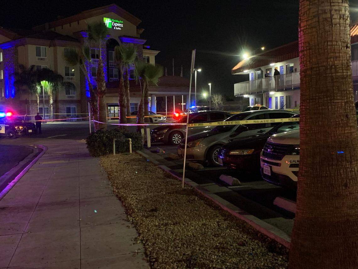 Police were on the scene of a shooting at a south Fresno motel on Saturday, Jan. 2, 2021, in which a man in his 40s died.