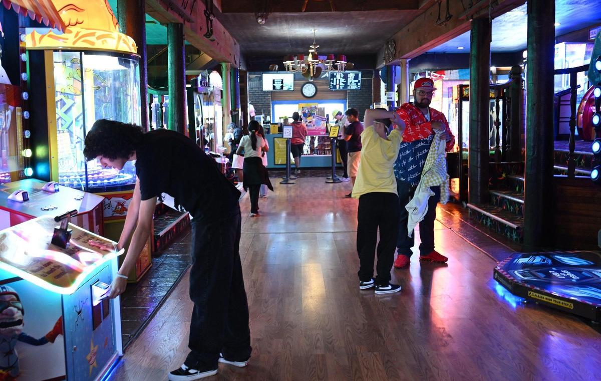 The colorful game room at Blackbeard’s Family Entertainment Center is seen Thursday, April 17, 2025 in Fresno. The Ruelas family has bought Blackbeard’s with plans to build a soccer stadium for Fuego FC as well as improve and expand Blackbeard’s.
