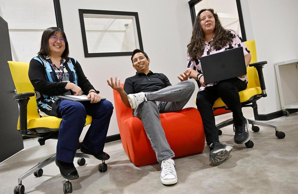 Reclaim Technologies co-founders and co-CEOs Elizabeth Gaw, left, Alex Treas, middle and Jenn Guerra, right, are excited to carry on the promise of high tech Bitwise began for the area. Photographed Tuesday, July 11, 2023 in Fresno.