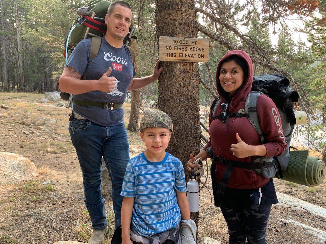 The Cooper family on their hike toward Piute Pass over Labor Day weekend to escape the Creek Fire.