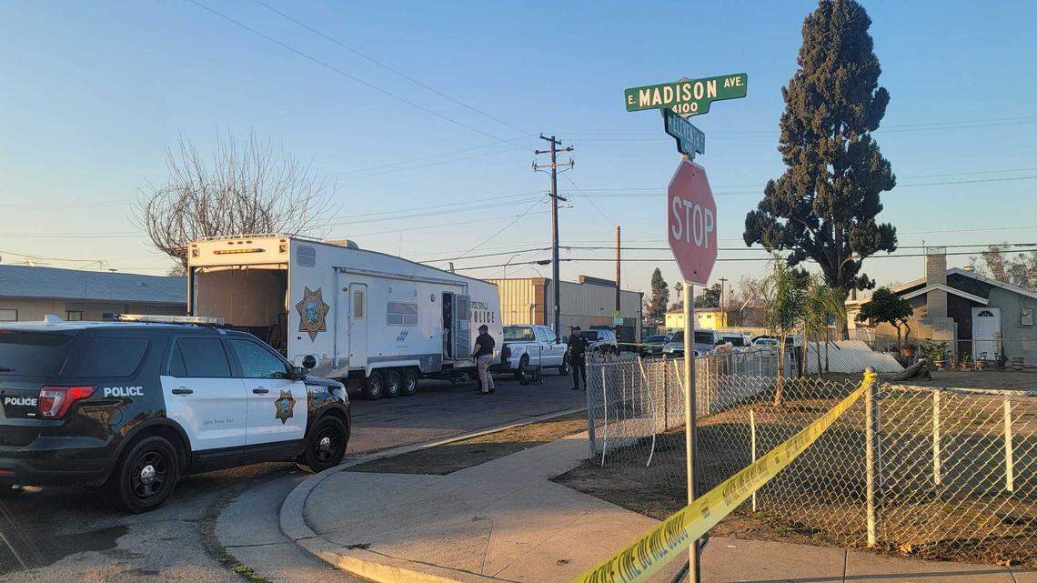 A neighborhood in southeast Fresno near Belmont and Cedar avenues has been blocked off while law enforcement attempted to serve a warrant on Thursday, Jan. 27, 2022.