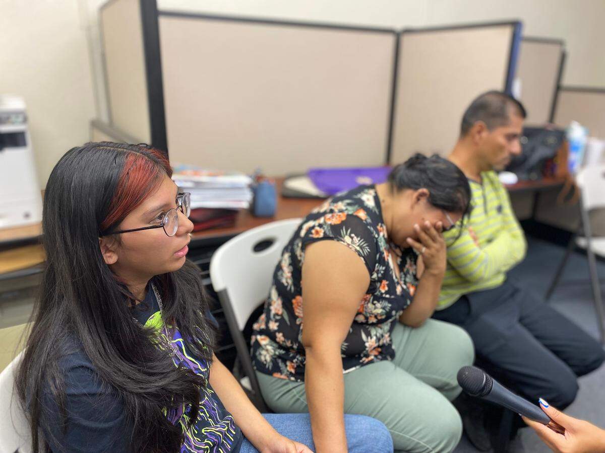 Xochtil Rodriguez (left), Silvia Almanza (middle), and Gregorio Rodriguez (right) recall the afternoon that a brush fire burned down their business, La Potosina, in Poplar.