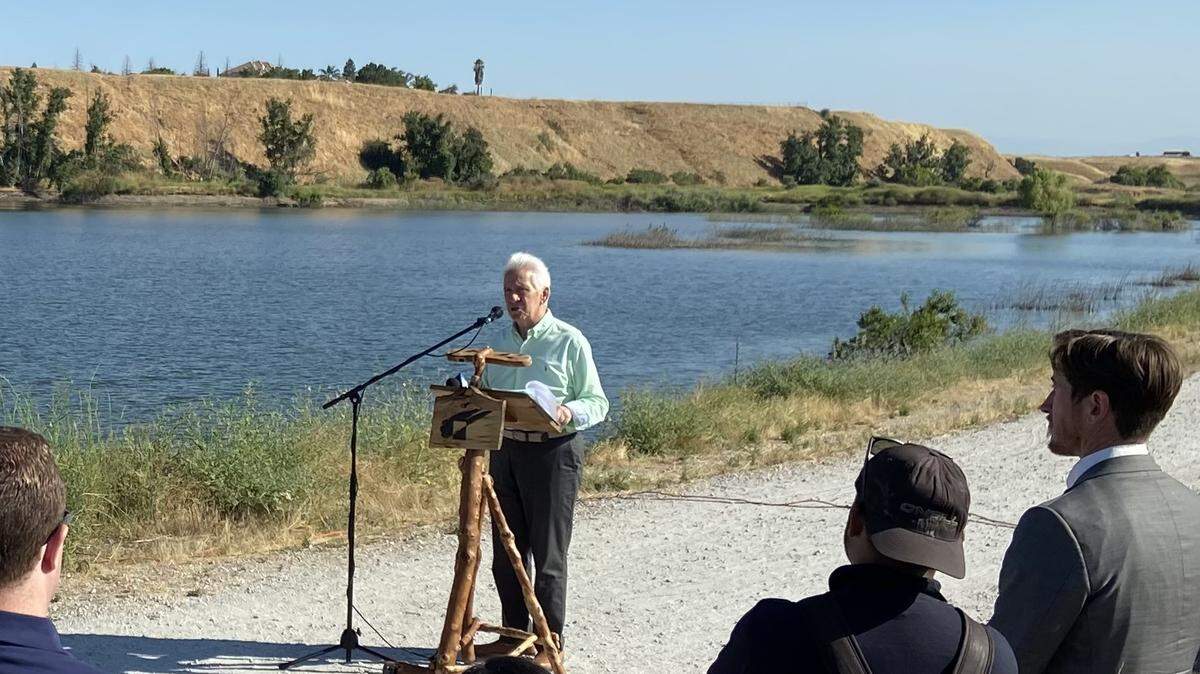 Congressman Jim Costa (D-Fresno) speaks during a June 26, 2023, press conference in Madera County to commemorate new daily operations at Sycamore Island Park on the San Joaquin River Parkway.
