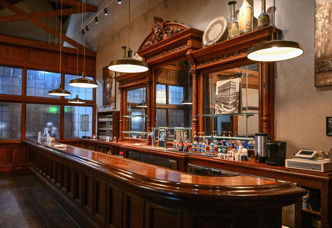 The bar inside the the Fresno Republican Printery building, more recently known as the Downtown Club, is expected to stay after the building was purchased by the Fresno County Historical Society on Thursday, Oct. 5, 2023.