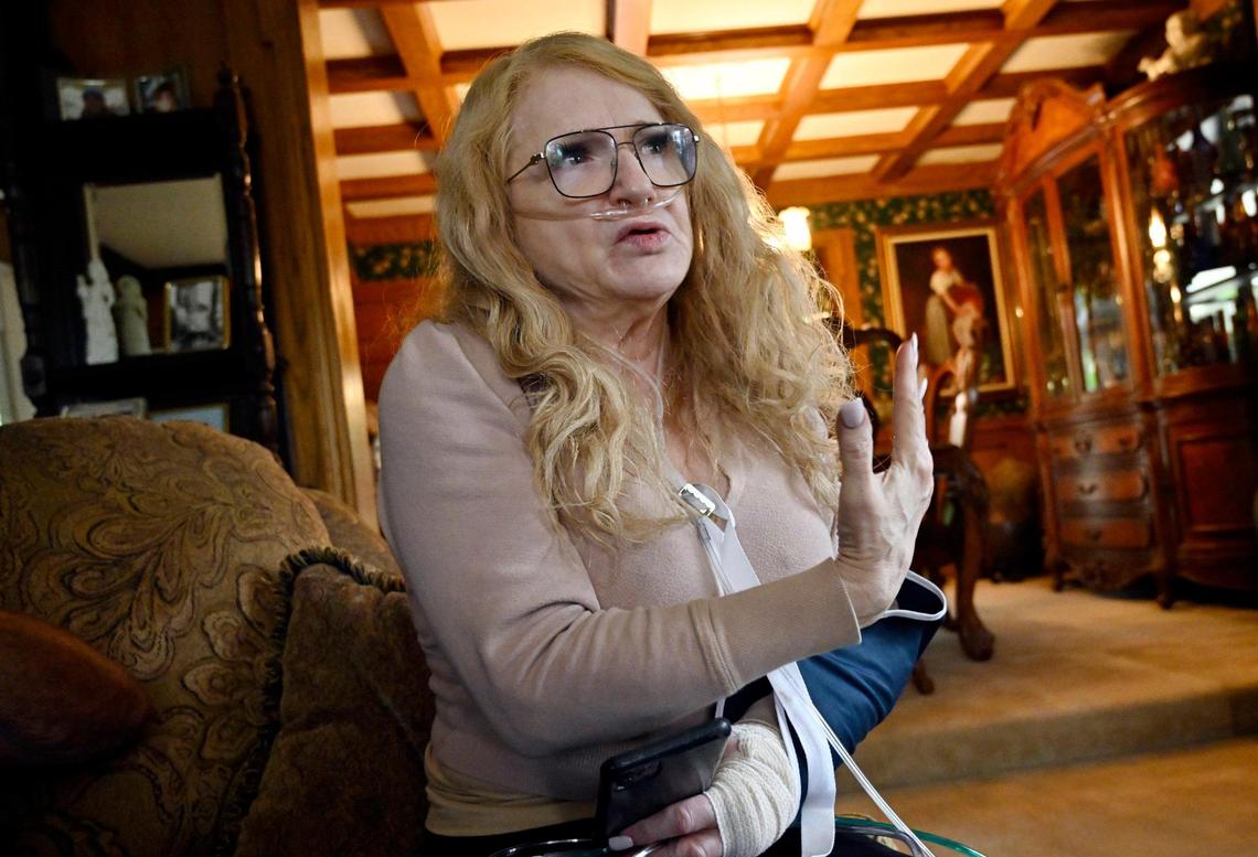 Barbara Moore Cota talks about the missing bracelet, a family heirloom, she suspects was removed from her unconscious body by paramedics. Photographed Wednesday, May 3, 2023 in Fresno.