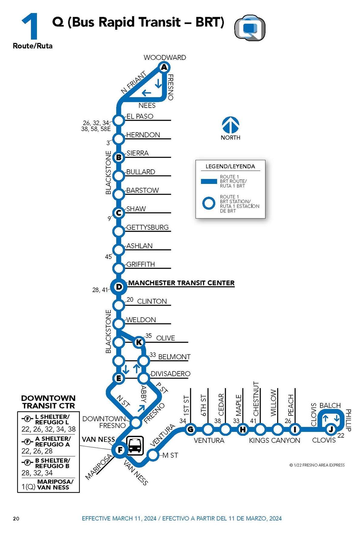 Fresno city bus #1 route.
