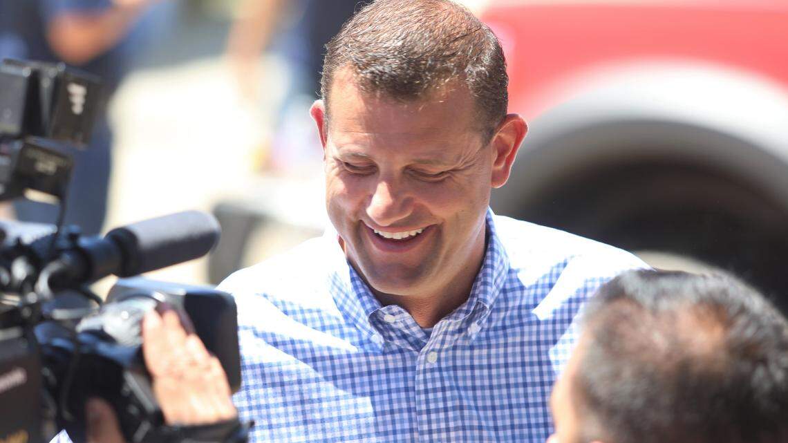 David Valadao appears at a 2019 event. Valadao, R-Hanford, was out of Congress for two years but was among four California Republicans who flipped House seats in 2020.