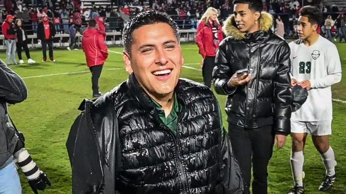 The Bee’s Boys Coach of the Year Eric Velarde who guided the Pirates to a Central Section Division I championship.