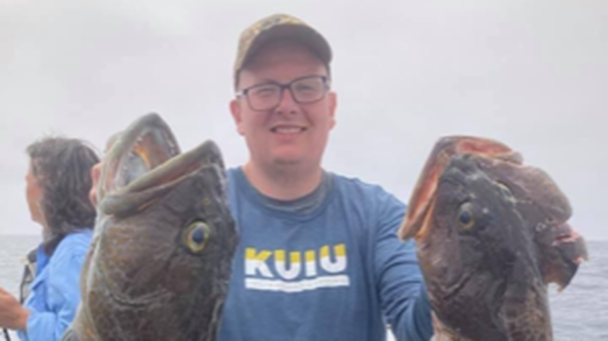 Chris Matthes of Prather shows off the 17.5-pound lingcod that won the jackpot out of Virg’s landing in Morro Bay plus a 15-pounder that was part of his limit. He qualified for the annual Virg’s Landing lingcod competition based on the largest lingcod caught through the landing for the week. Qualifiers return in December for a final lingcod competition sponsored by Virg’s Landing.