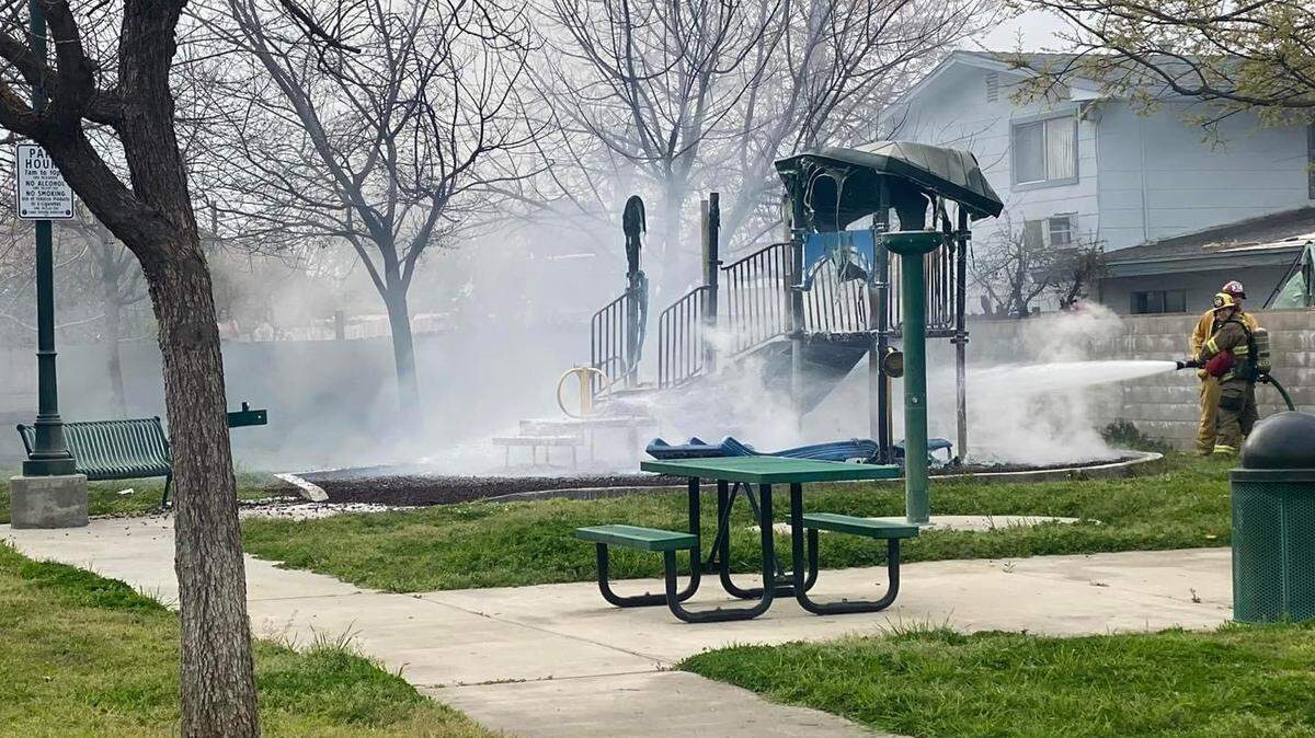 The Clovis Fire Department puts out a fire that was allegedly started by a juvenile on Saturday, March 18, 2023.