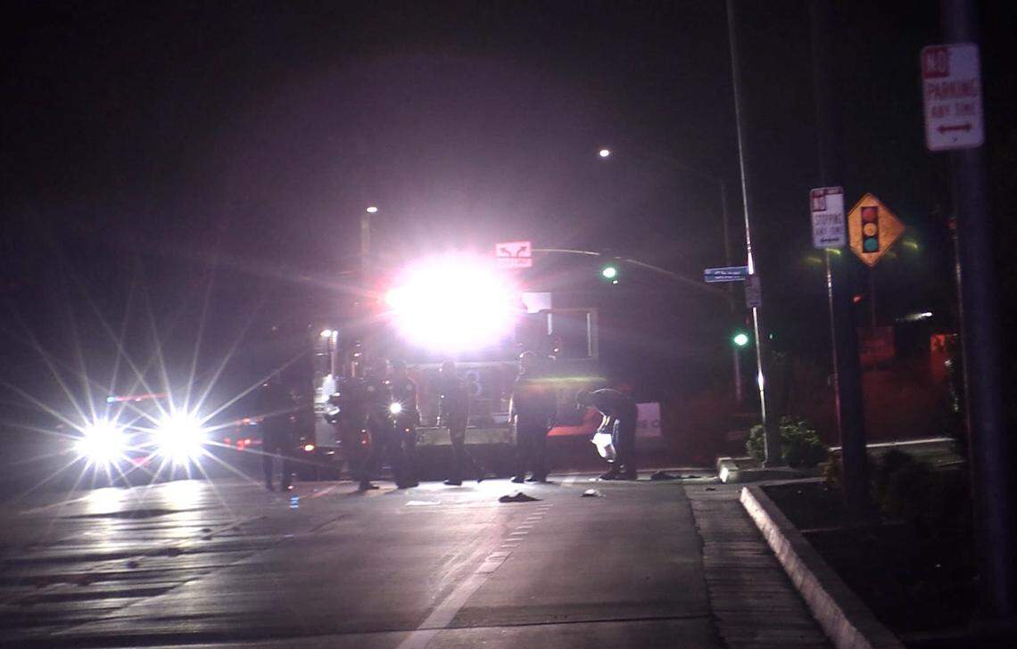 A woman was killed after she was struck by a vehicle in Fresno, California on Friday, Oct. 21, 2022.
